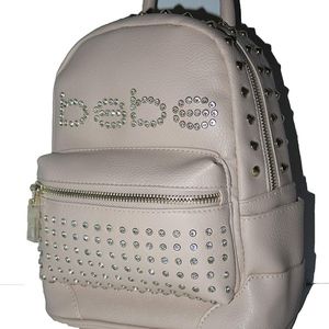 Bebe JETT Blush Leather Studded Crystal Backpack